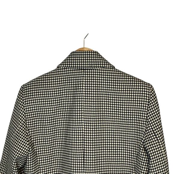 Zara Black Beige Houndstooth Gingham Boxy Cut Blazer Long Sleeve Women's Sz. M-L - Picture 9 of 12